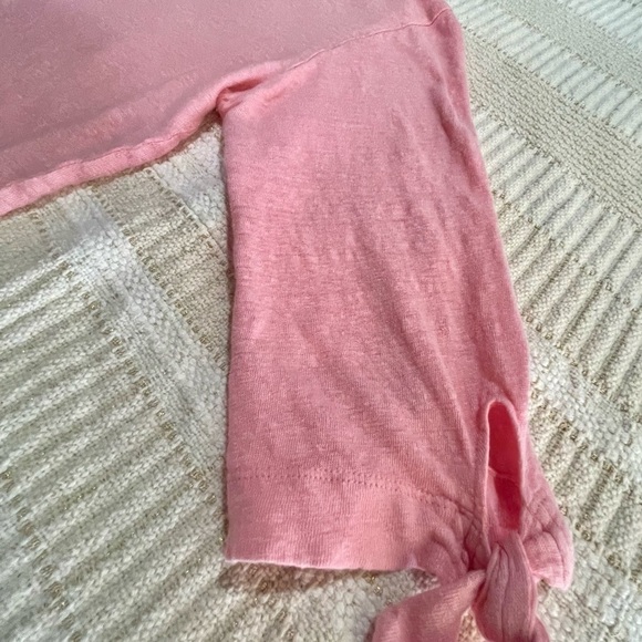 - Sanctuary  Linen Tie Sleeve Tee - Womans Size LP Soft Rose Pink - Picture 10 of 13